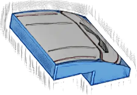 Slope, Curved 2 x 2 x 2/3 with White Seat Back Cushion with Black Panel and Red Lines Pattern