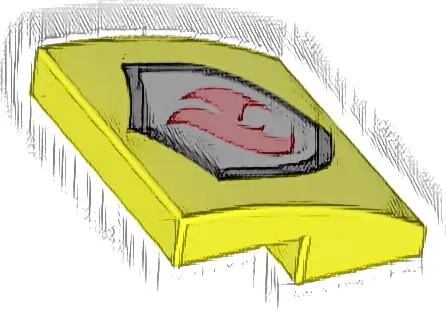 Slope, Curved 2 x 2 x 2/3 with Red and Silver Fire Logo Pattern