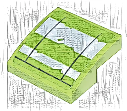 Slope, Curved 2 x 2 x 2/3 with 2 White Thick Stripes and Black Lines on Lime Background Pattern (Sticker) - Set 75314