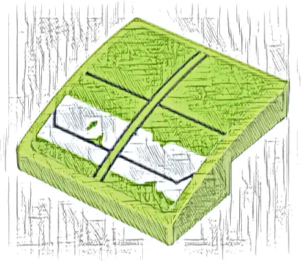 Slope, Curved 2 x 2 x 2/3 with White Thick Stripe and Black Lines on Lime Background Pattern (Sticker) - Set 75314