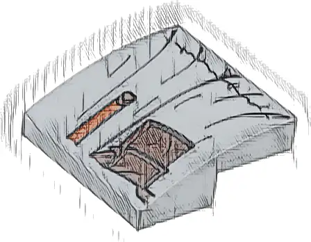 Slope, Curved 2 x 2 x 2/3 with Robe, Dark Brown Pouch, and Reddish Brown Belt Pattern (Gandalf Robe)