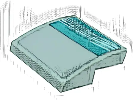 Slope, Curved 2 x 2 x 2/3 with White Curved Lines on Dark Turquoise Background Pattern Model Right Side (Sticker) - Set 76909