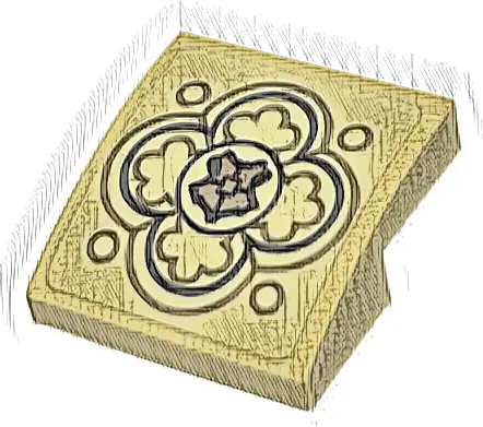 Slope, Curved 2 x 2 x 2/3 with Dark Tan and Black Ornate with Copper Shield Pattern (Sticker) - Set 76415