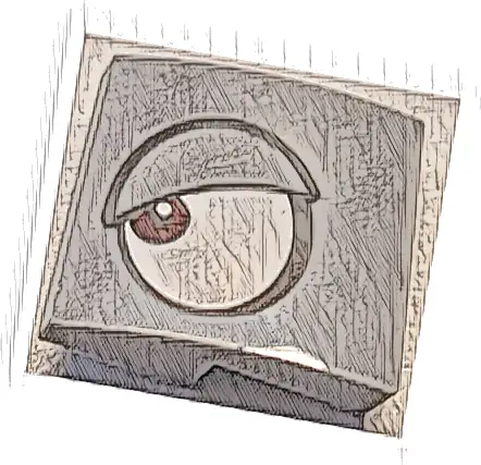 Slope, Curved 2 x 2 x 2/3 with White Eye, Dark Red Pupil and Dark Bluish Gray Outlined Eyelid Pattern Model Left Side (Super Mario Rambi)