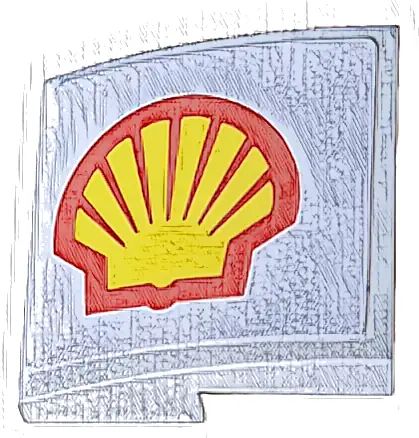 Slope, Curved 2 x 2 x 2/3 with Red and Yellow Shell Logo Pattern Model Left Side (Sticker) - Set 10330
