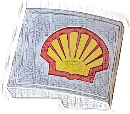 Slope, Curved 2 x 2 x 2/3 with Red and Yellow Shell Logo Pattern Model Right Side (Sticker) - Set 10330