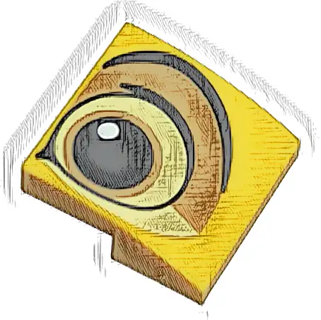Slope, Curved 2 x 2 x 2/3 with Black, Bright Light Yellow and Medium Nougat Eye Pattern Model Left Side