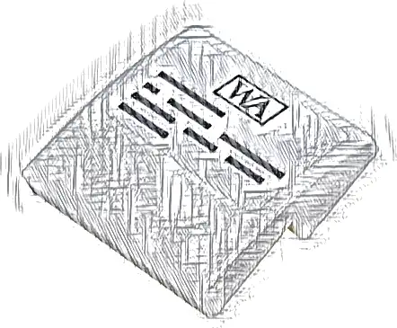 Slope, Curved 2 x 2 x 2/3 with Black Rectangle 'WA' and Printed Text / Lines Pattern (Sticker) - Set 76780