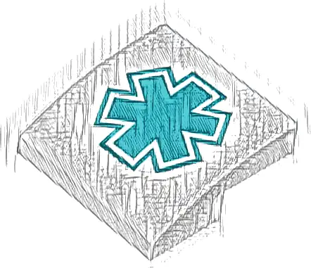 Slope, Curved 2 x 2 x 2/3 with Dark Turquoise EMT Star of Life Pattern