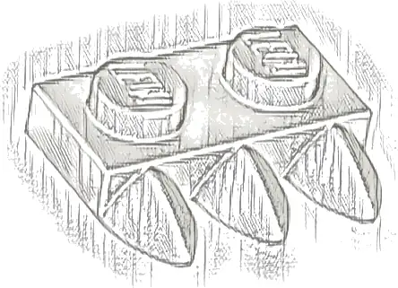 Plate, Modified 1 x 2 with 3 Teeth