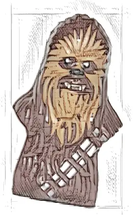 Minifigure, Head, Modified SW Wookiee, Chewbacca with Medium Nougat Face Fur and Teeth Pattern