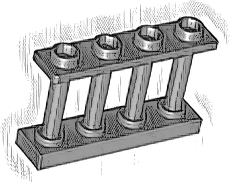 Fence 1 x 4 x 2 Spindled with 4 Studs