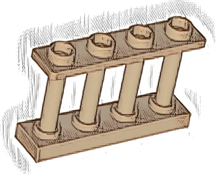 Fence 1 x 4 x 2 Spindled with 4 Studs