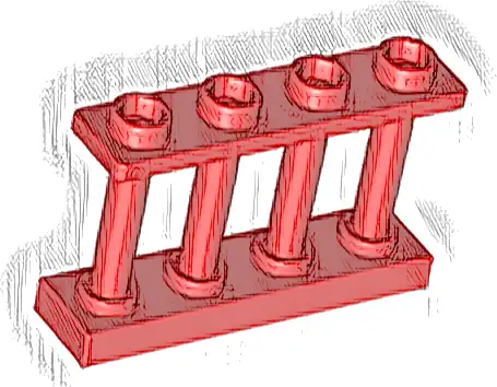 Fence 1 x 4 x 2 Spindled with 4 Studs