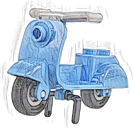 Scooter with Black Stand, Light Bluish Gray Angular Handlebars, and Light Bluish Gray Wheels