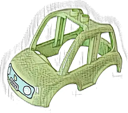 Duplo Car Body High Cab 2 Top Studs with White Headlights and 'GO123' on Light Aqua Background Pattern