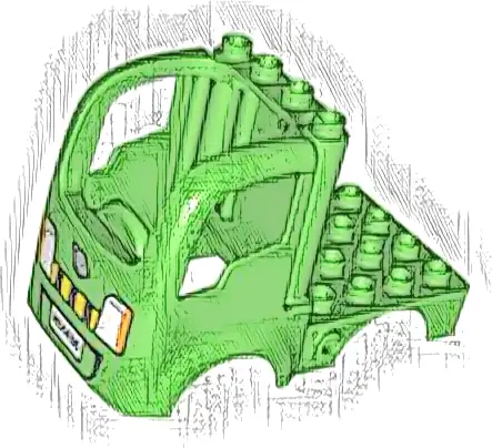 Duplo Car Body Truck 4 x 4 Flatbed with 4 Top Studs with Grille, Headlights, and 'MIX456' Pattern