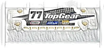 Technic, Panel Plate 3 x 11 x 1 with BBC Logo, 'Top Gear', '77', 'OIL', 'AXLE BEAM', and 'MANIFOLD' Pattern Model Left Side (Sticker) - Set 42109