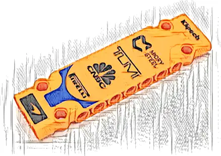 Technic, Panel Plate 3 x 11 x 1 with Klipsch, MIORI STEEL, TUMI, CNBC, Pirelli and McLaren Logos Pattern (Sticker) - Set 42141 (First Version)