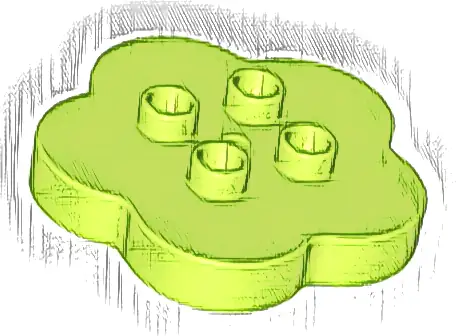 Duplo, Brick Round 4 x 4 Flat Top Scalloped with 2 x 2 Studs