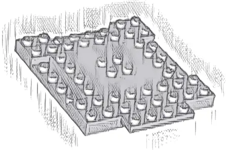 Brick, Modified 8 x 8 x 2/3 with 1 x 4 Indentations and 1 x 4 Plate