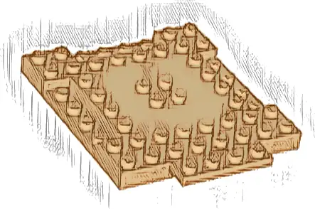 Brick, Modified 8 x 8 x 2/3 with 1 x 4 Indentations and 1 x 4 Plate