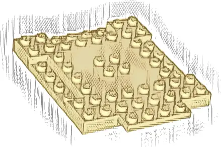 Brick, Modified 8 x 8 x 2/3 with 1 x 4 Indentations and 1 x 4 Plate