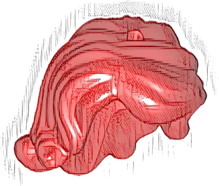 Mini Doll, Hair Female Long Wavy with Right Side Part, Short Sides, Holes on Top and Side - Flexible Rubber