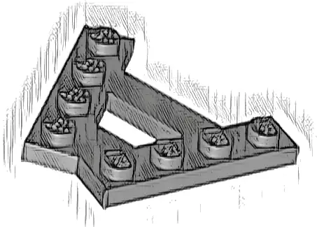 Wedge, Plate A-Shape with 2 Rows of 4 Studs