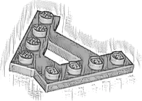 Wedge, Plate A-Shape with 2 Rows of 4 Studs