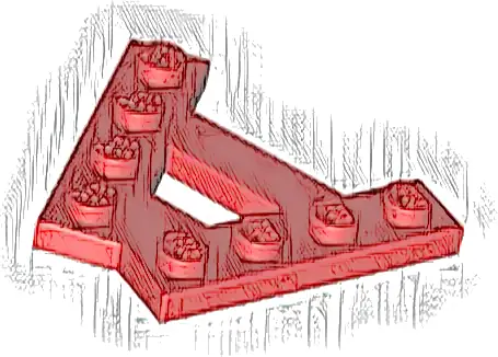 Wedge, Plate A-Shape with 2 Rows of 4 Studs
