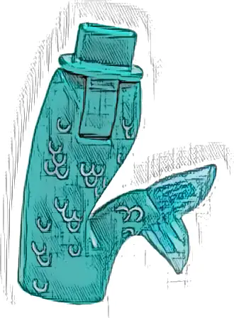 Mini Doll Hips and Mermaid / Merman Tail Assembly with Molded Satin Trans-Light Blue Caudal Fin and Printed Metallic Light Blue Scales Pattern