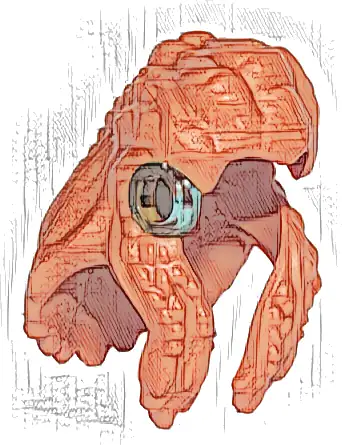 Minifigure, Hair Female Long Wavy with Braids with Molded Hard Plastic Trans-Light Blue Ring Pattern - Flexible Rubber