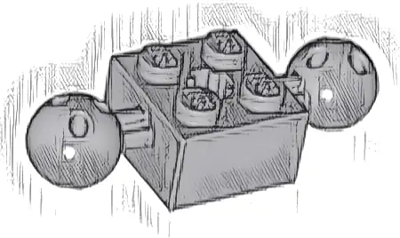 Technic, Brick Modified 2 x 2 with 2 Ball Joints and Axle Hole