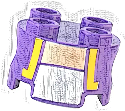 Brick, Round 2 x 2 with Pin Holes with Vest Open with Bright Light Orange Trim over White Shirt, Light Nougat Neck Pattern (Super Mario Purple Toad Torso)