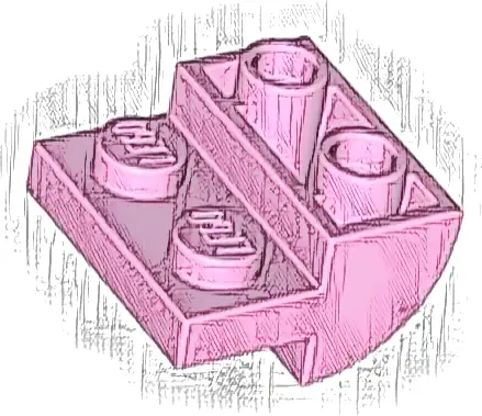 Slope, Curved 2 x 2 Inverted with 2 Recessed Studs