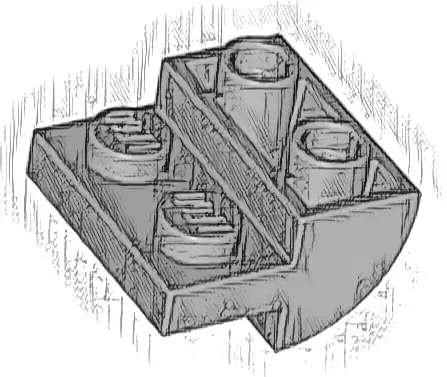 Slope, Curved 2 x 2 Inverted with 2 Recessed Studs
