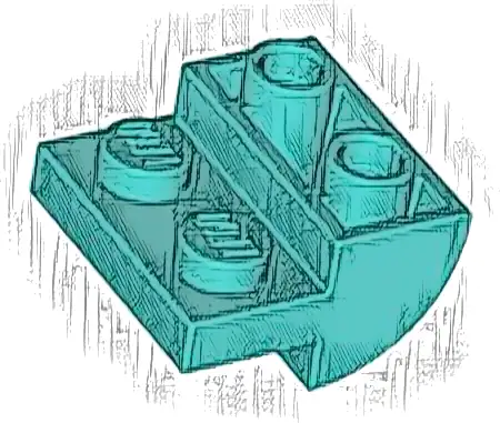 Slope, Curved 2 x 2 Inverted with 2 Recessed Studs