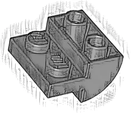 Slope, Curved 2 x 2 Inverted with 2 Recessed Studs
