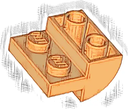 Slope, Curved 2 x 2 Inverted with 2 Recessed Studs