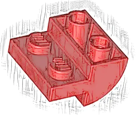 Slope, Curved 2 x 2 Inverted with 2 Recessed Studs