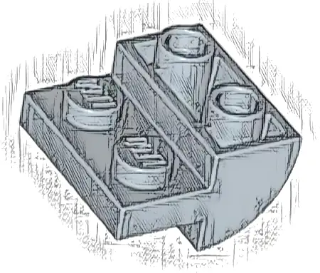 Slope, Curved 2 x 2 Inverted with 2 Recessed Studs