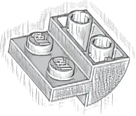 Slope, Curved 2 x 2 Inverted with 2 Recessed Studs