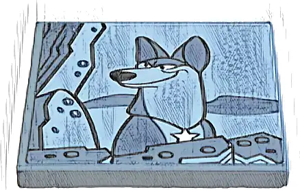 Tile 4 x 4 with TV Screen with Dog Thunderbolt between Rocks on Light Bluish Gray Background Pattern (Sticker) - Set 43271