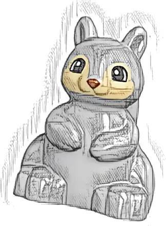 Duplo Squirrel with Tan Face, Black and White Eyes, and Dark Brown Nose Pattern