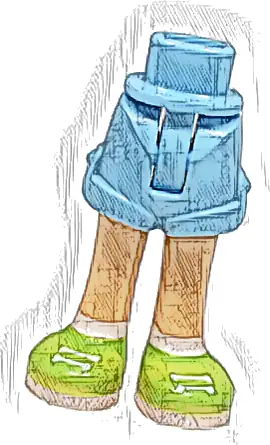 Mini Doll Hips and Shorts with Molded Medium Tan Legs and Printed Lime Shoes with White Laces, Soles and Socks Pattern - Thin Hinge