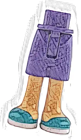 Mini Doll Hips and Shorts with Molded Nougat Legs and Printed Dark Turquoise Shoes with White Soles Pattern - Thin Hinge