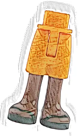 Mini Doll Hips and Shorts with Molded Reddish Brown Legs and Printed Dark Green Sandals Pattern - Thin Hinge