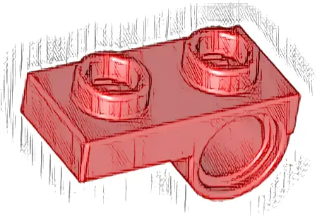 Plate, Modified 1 x 2 with Pin Hole on Bottom