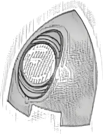 Slope, Curved 1 x 1 x 1 1/3 Corner Round with White and Silver Headlight Pattern Model Left Side
